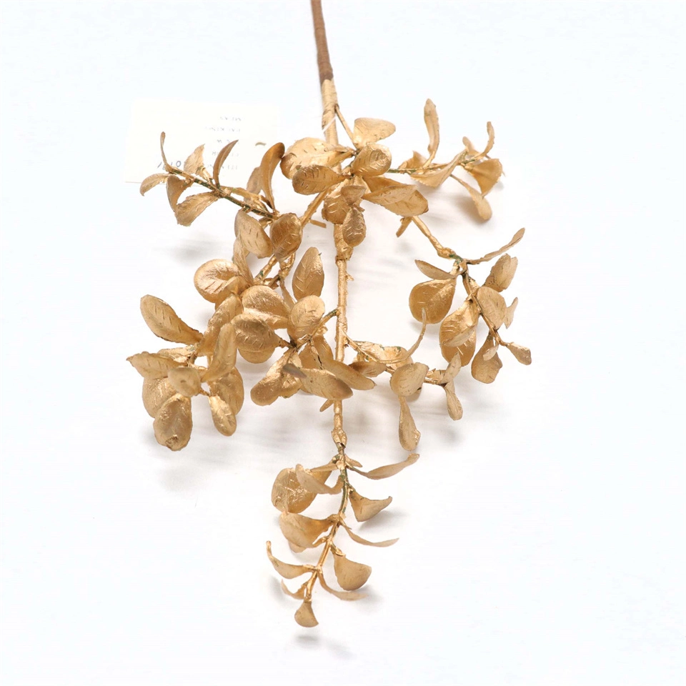 Wholesale Gold Leaf Artificial Flower Branch Christmas Decoration Gold Oil Series Cuttings Beautiful Outdoor Decoration Picks