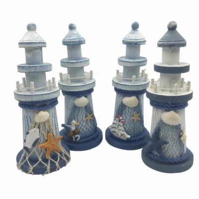 Farol de madeira estilo mediterrâneo para decoração